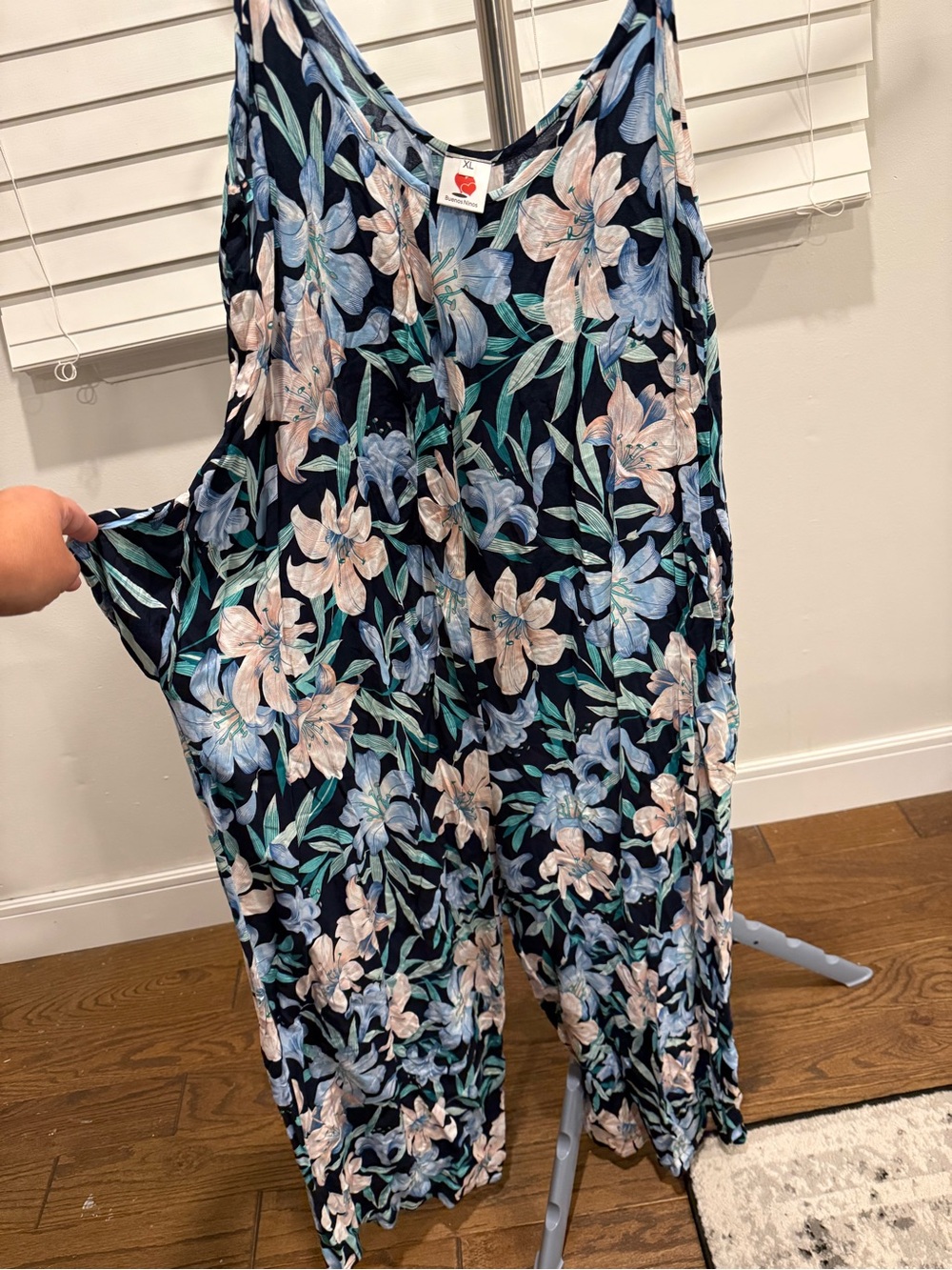 Floral Wide-Leg Jumpsuit - Navy Blue
